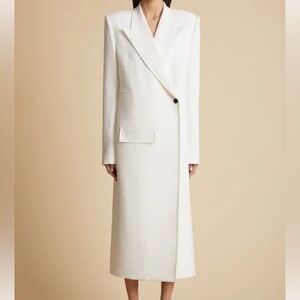 KHAITE White Cobble Long Coat Size 8 NWT